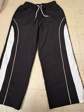 Black Track Pants with White Side Panels
